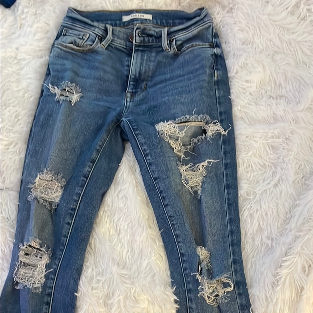 Distressed Blue Jeans